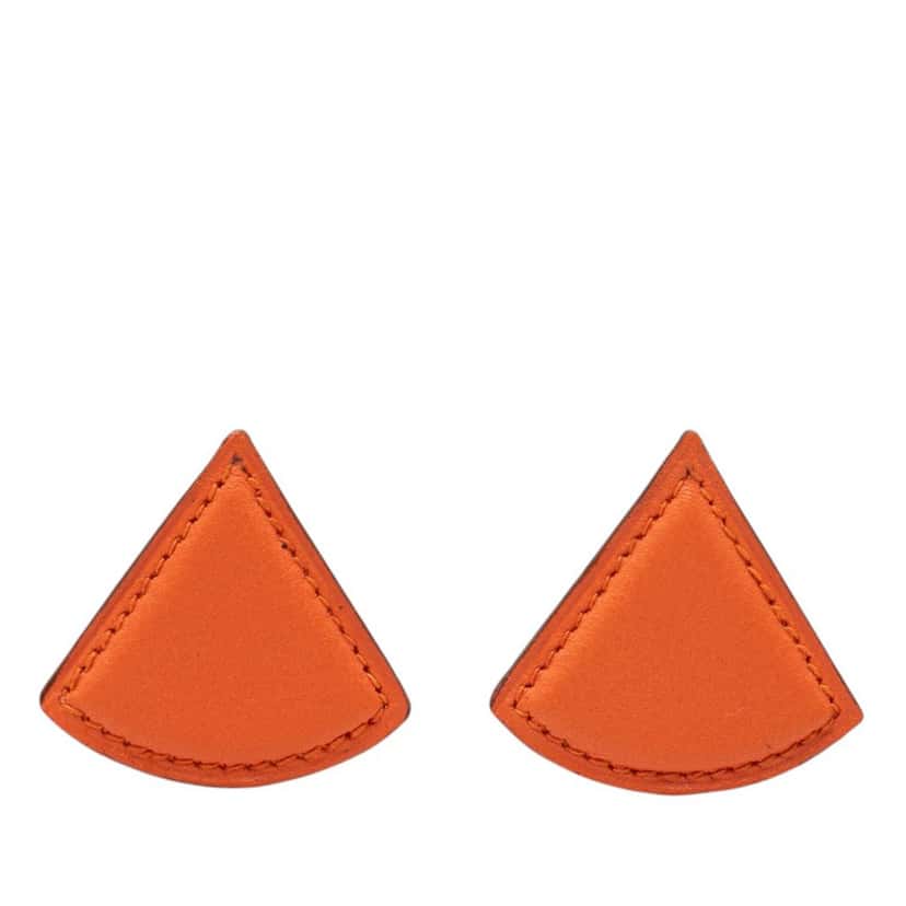 Hermès Swift Triangle Clip On Earrings Orange Leather Very good condition - Front View