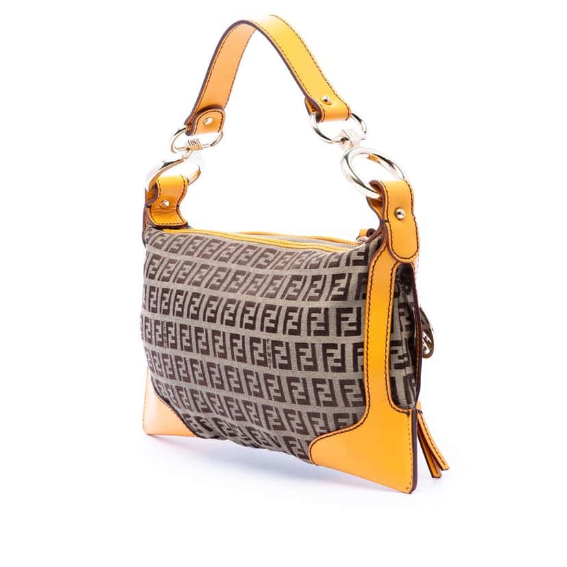 Fendi Zucchino Canvas Chef Pocket Shoulder Bag Beige Very good condition - Back View