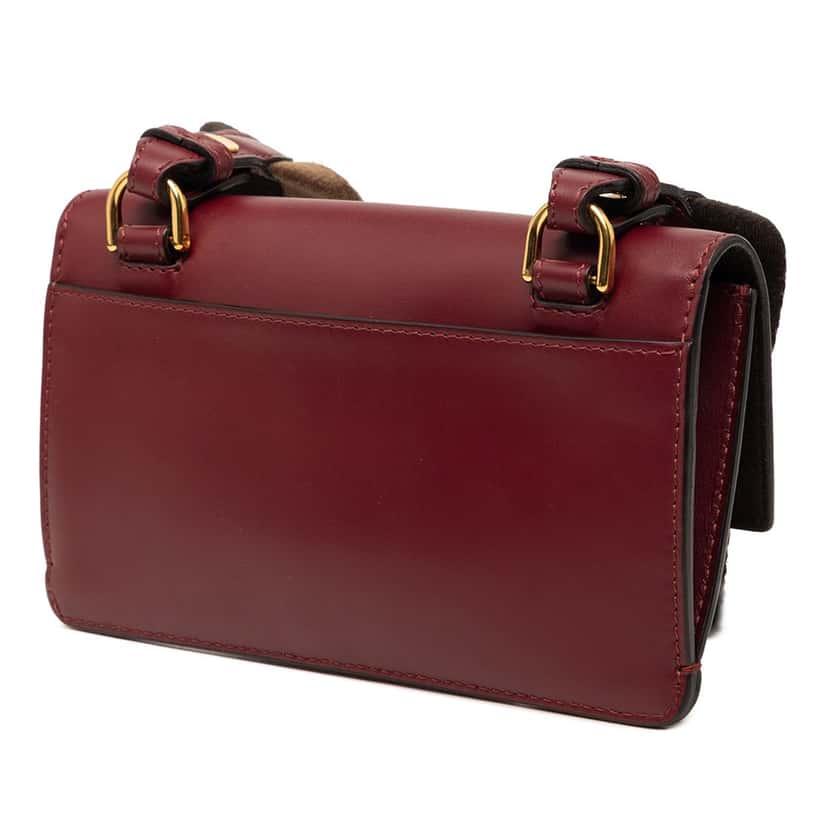 Fendi Mini Leather Flat Baguette Crossbody Red Leather Very good condition - Back View