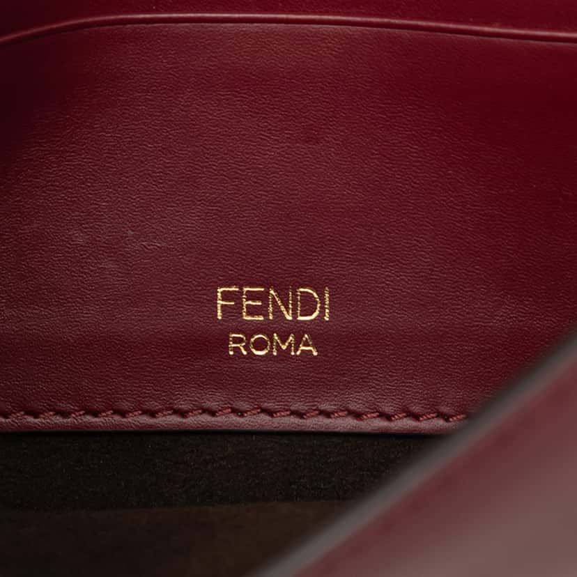 Fendi Mini Leather Flat Baguette Crossbody Red Leather Very good condition - Box View
