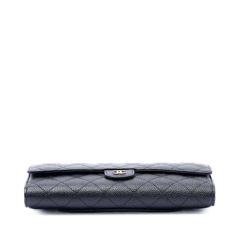 Chanel CC Caviar Classic Long Flap Wallet Black Leather Very good condition - Inside View