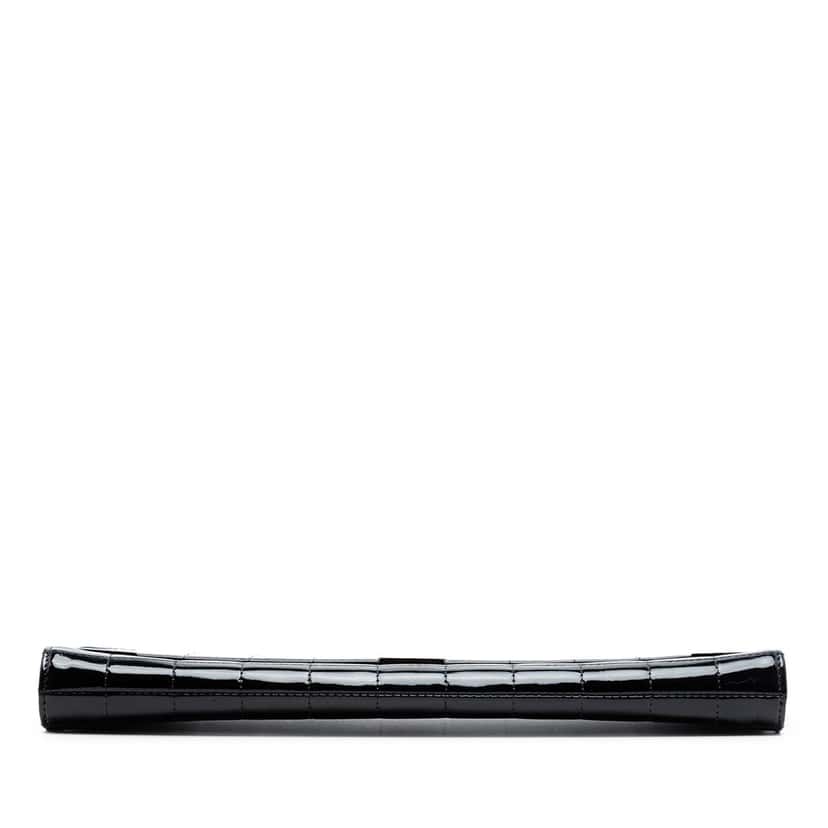 Chanel Chocolate Bar Patent Clutch Black Leather Very good condition - Inside View