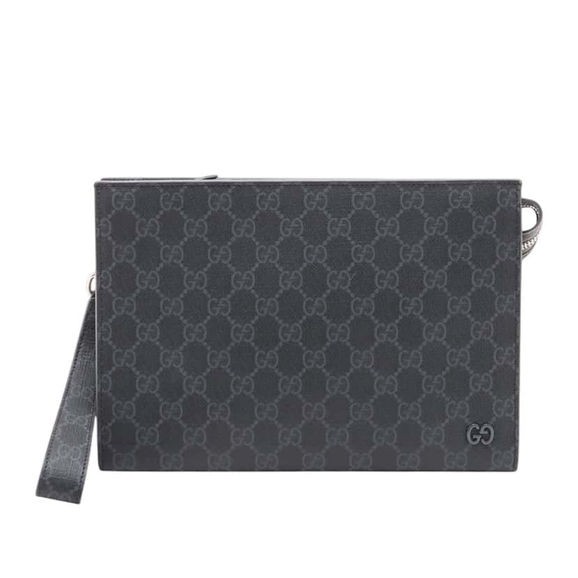 Gucci GG Supreme Clutch Black Very good condition - Front View
