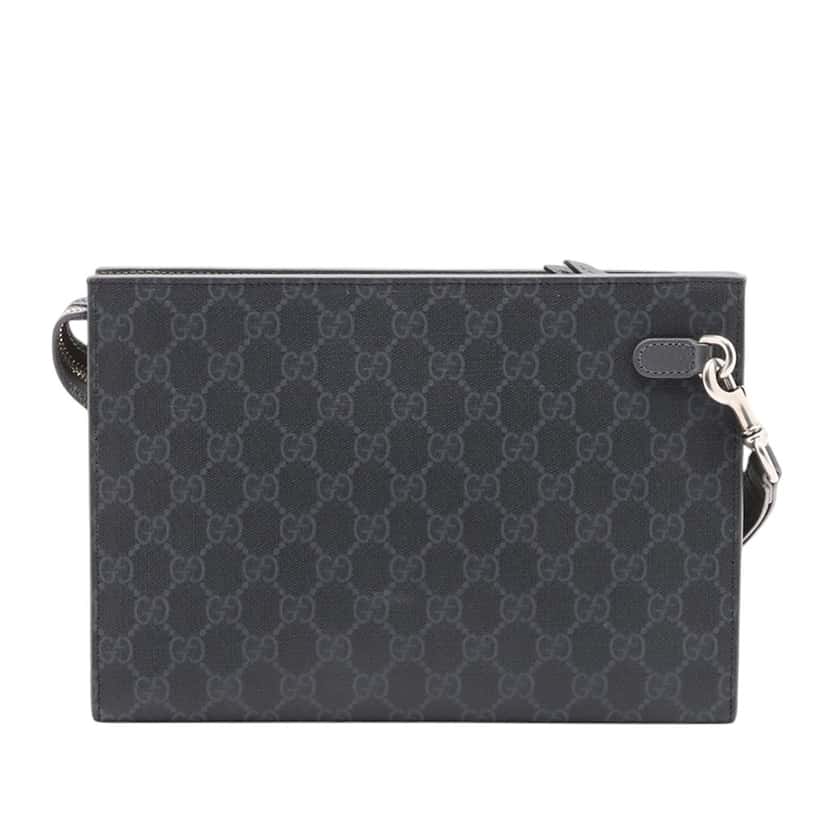 Gucci GG Supreme Clutch Black Very good condition - Back View