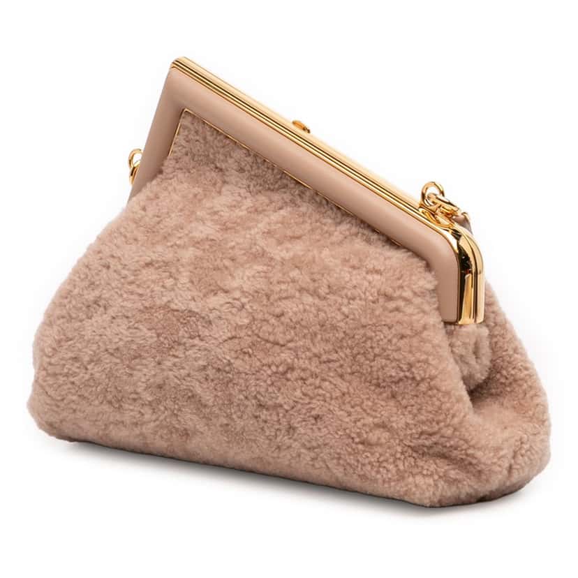 Fendi Small Shearling Fendi First Crossbody Brown Very good condition - Back View