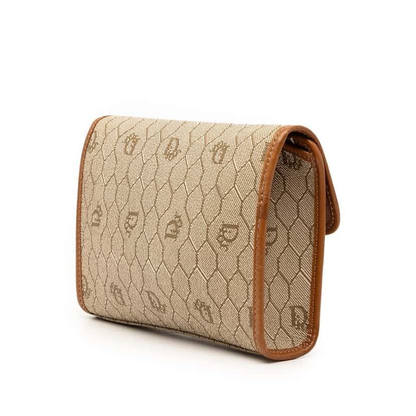 Dior Honeycomb Coated Canvas Clutch Beige Very good condition - Back View