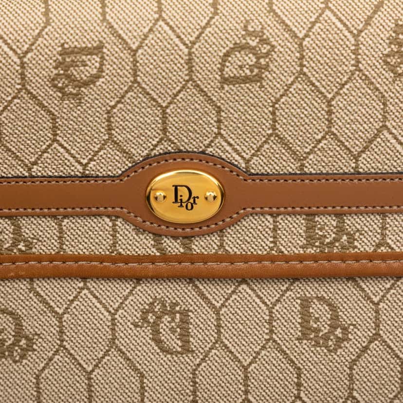 Dior Honeycomb Coated Canvas Clutch Beige Very good condition - Box View