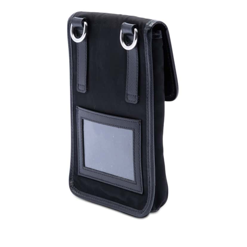 Prada Saffiano Trimmed Re Nylon Phone Case Black Very good condition - Back View