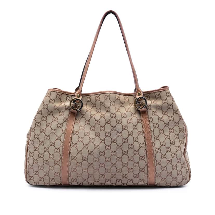 Gucci Large GG Canvas Twins Tote Beige Good condition - Front View