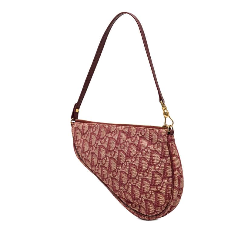 Dior Mini Diorissimo Canvas Saddle Pochette Red Very good condition - Back View