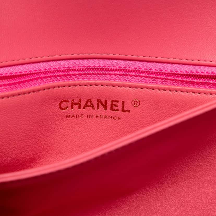 Chanel Medium Quilted Lambskin 3 Compartment Flap Pink Leather Very good condition - Box View