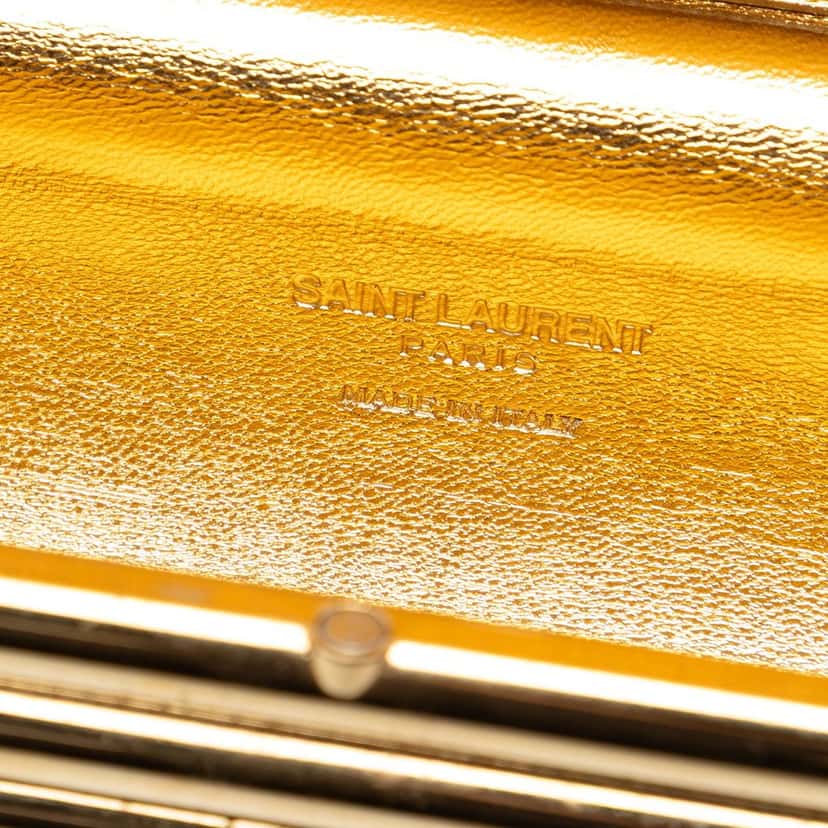 Saint Laurent Ribbed Acrylic and Lambskin Fringe Monogram Opium Box Bag Gold Plastic Very good condition - Box View