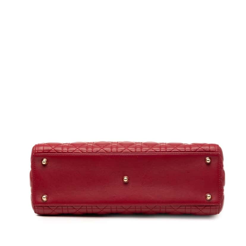 Dior Large Lambskin Cannage Lady Dior Red Leather Very good condition - Inside View