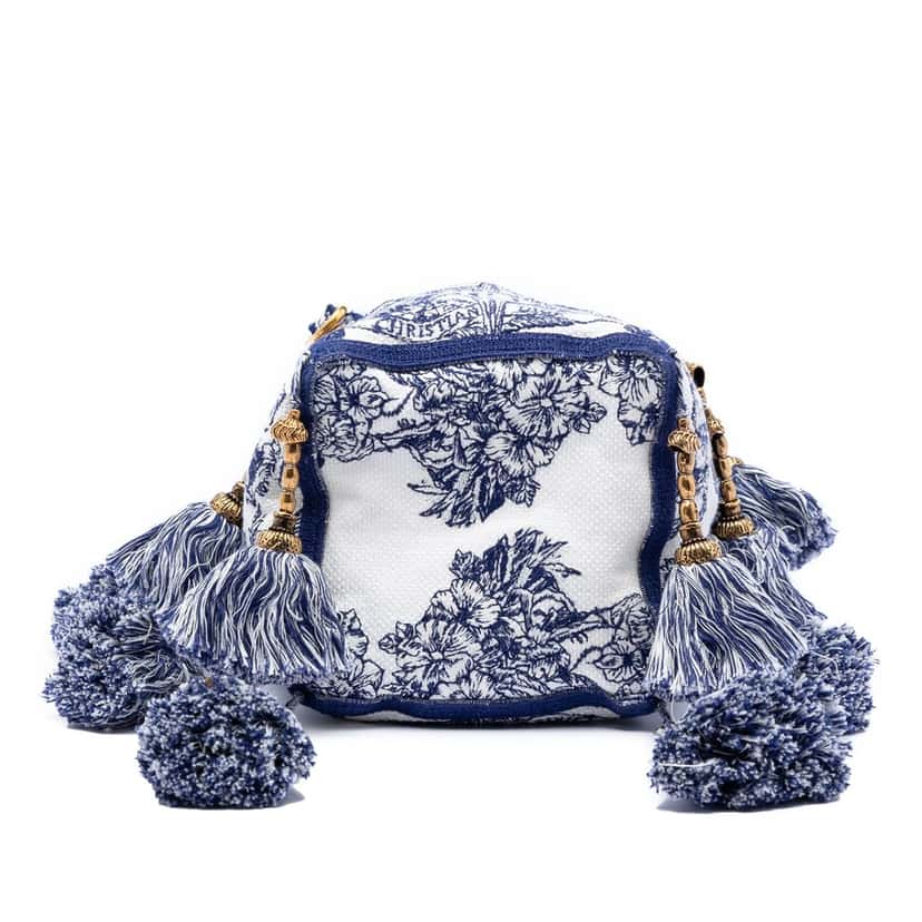 Dior Canvas Embroidered Reve d Infini D Bubble Bucket Bag Blue Very good condition - Inside View