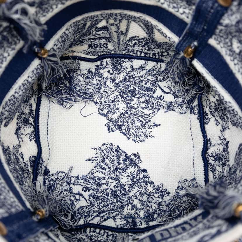Dior Canvas Embroidered Reve d Infini D Bubble Bucket Bag Blue Very good condition - Model View
