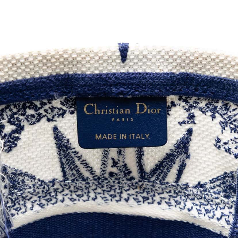 Dior Canvas Embroidered Reve d Infini D Bubble Bucket Bag Blue Very good condition - Box View