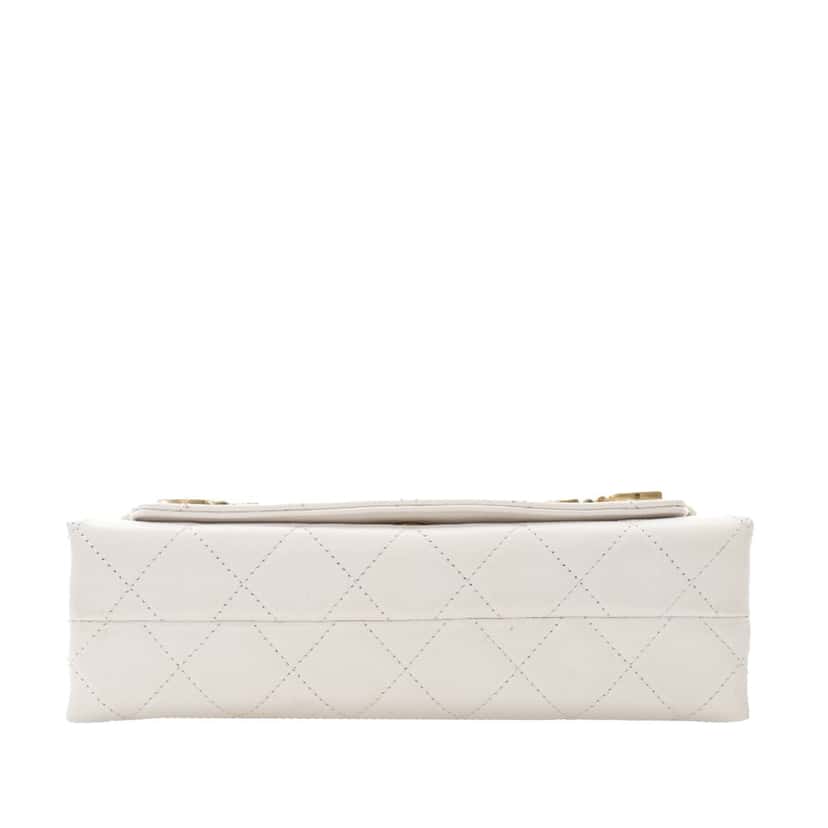 Chanel Medium Quilted Calfskin Logo Enchained Flap White Leather Very good condition - Inside View