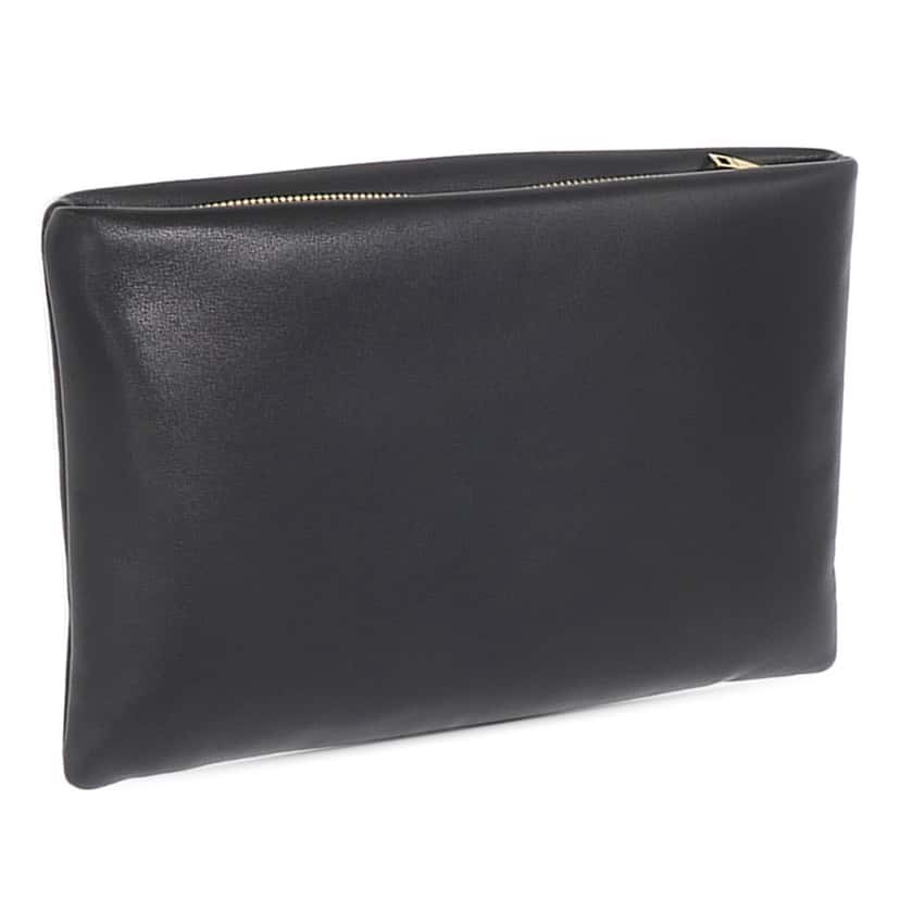Saint Laurent Small Lambskin Calypso Zipped Pouch Black Leather Very good condition - Back View