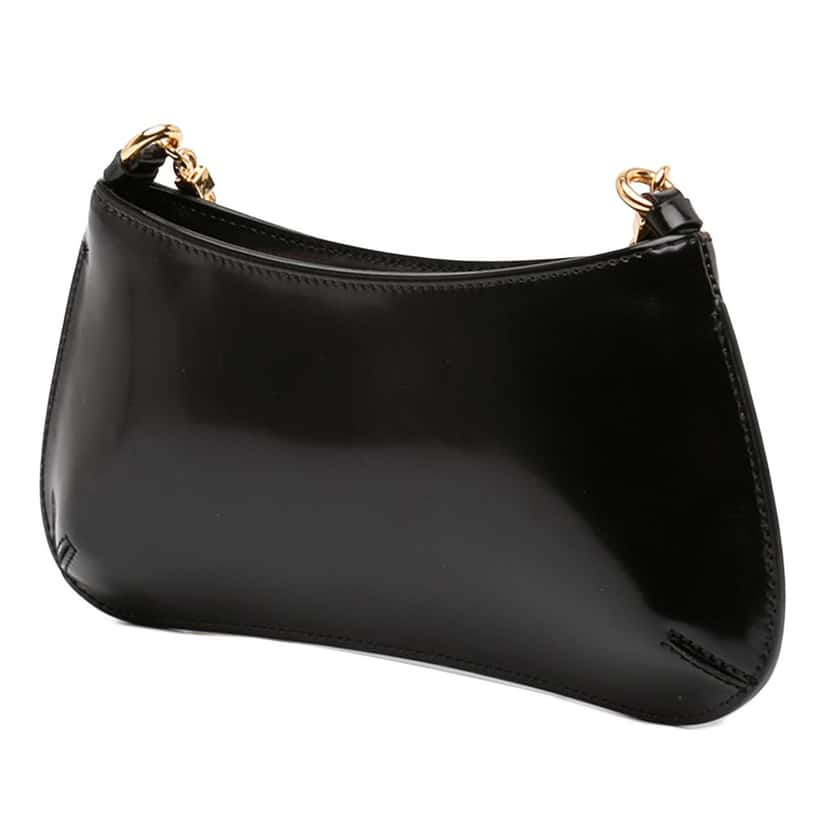 Jacquemus Patent Le Petit Bisou Chain Shoulder Bag Black Leather Very good condition - Back View