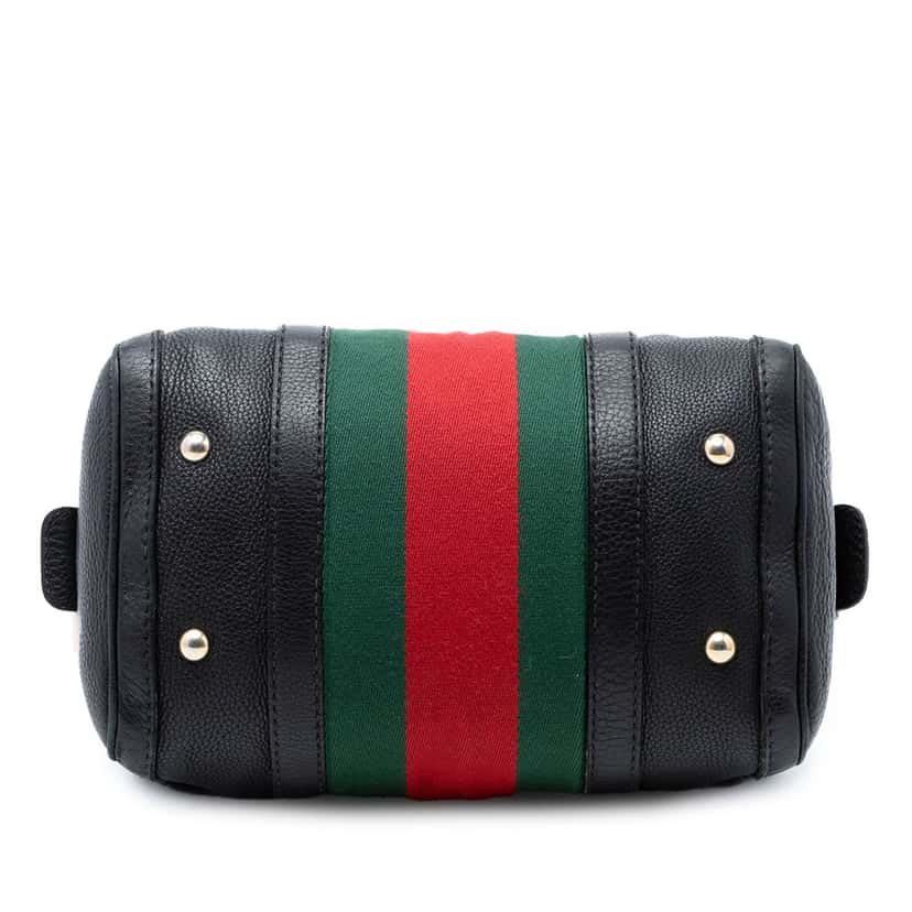 Gucci Small Calfskin Web Joy Boston Bag Black Leather Very good condition - Inside View