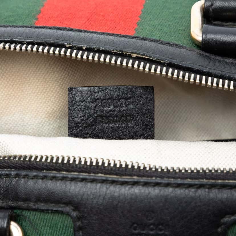 Gucci Small Calfskin Web Joy Boston Bag Black Leather Very good condition - Box View