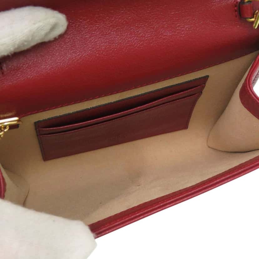 Gucci Mini Calfskin Rajah Web Chain Crossbody Red Leather Very good condition - Model View
