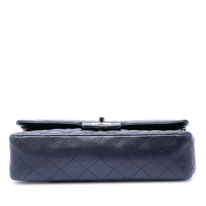 Chanel Medium Classic Lambskin Double Flap Blue Leather Very good condition - Inside View