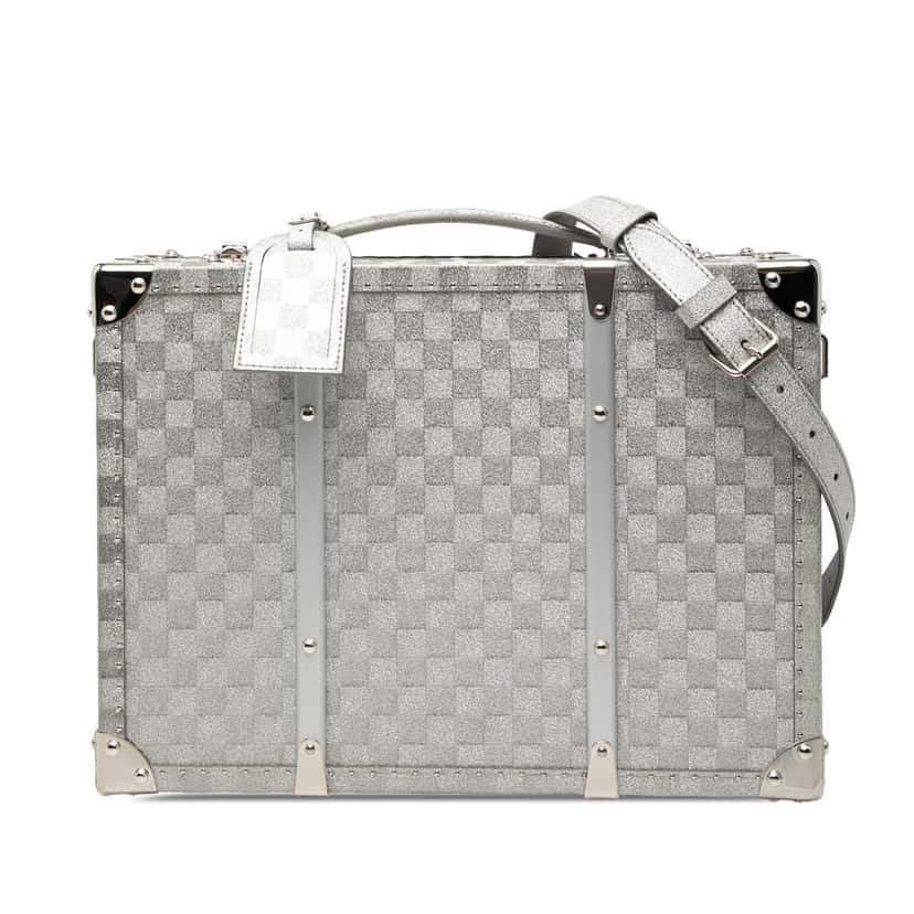 Louis Vuitton Damier Glitter Briefcase Trunk Silver Leather Very good condition - Front View