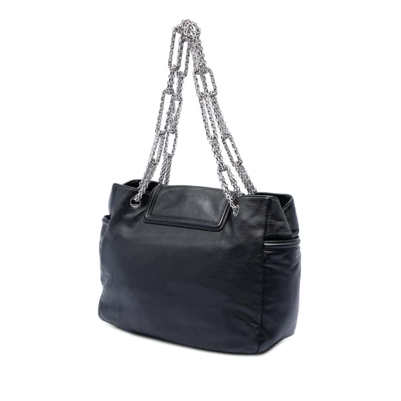 Chanel Large Lambskin Mademoiselle Lock Jewelry Chain Tote Black Leather Very good condition - Back View