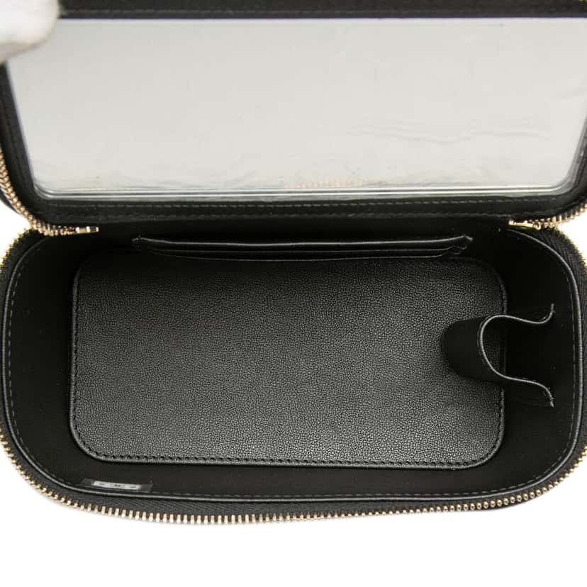Chanel Small Lambskin Top Handle Vanity Case with Chain Black Leather Very good condition - Box View