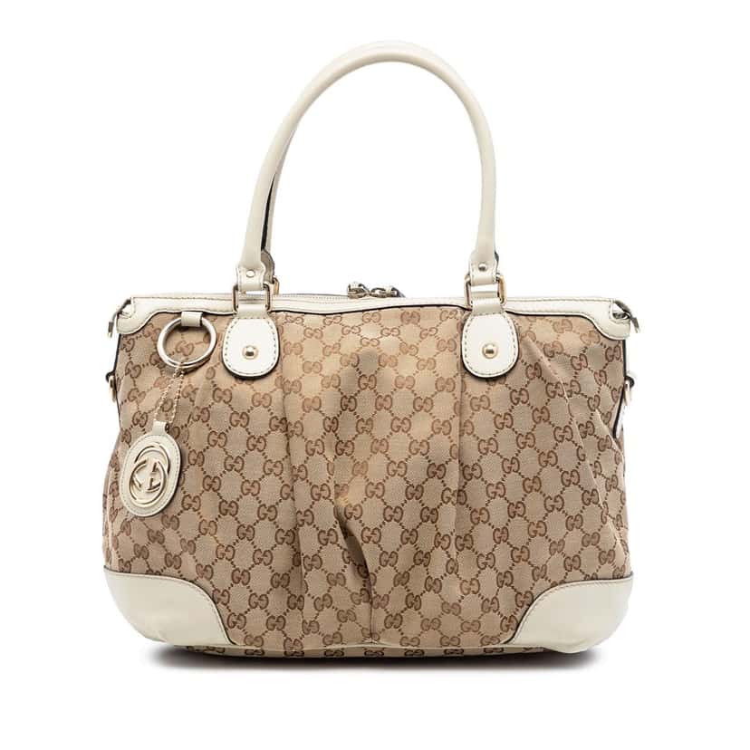 Gucci GG Canvas Sukey Satchel Beige Very good condition - Front View