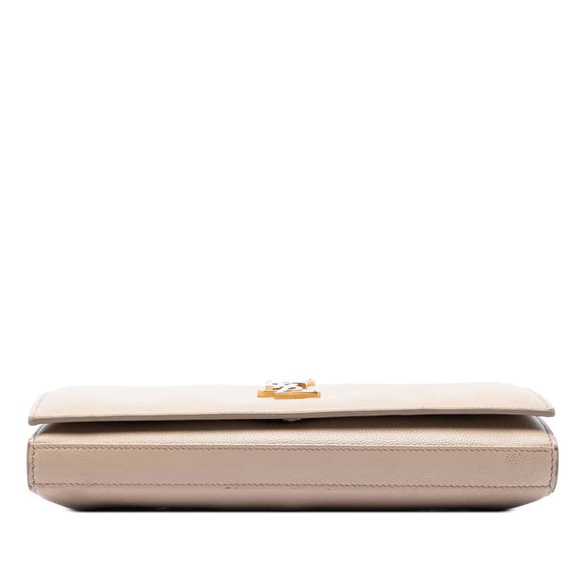 Saint Laurent Grain De Poudre Monogram Kate Wallet On Chain Beige Leather Very good condition - Inside View