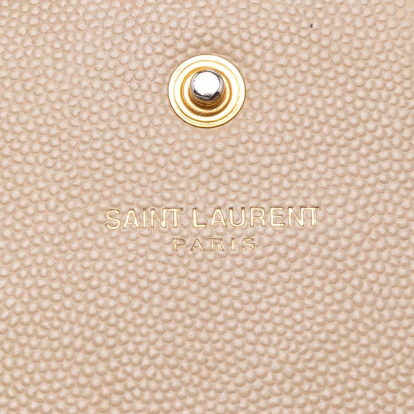 Saint Laurent Grain De Poudre Monogram Kate Wallet On Chain Beige Leather Very good condition - Box View