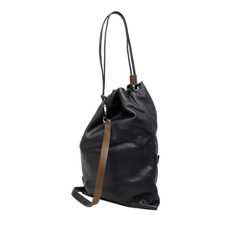 Salvatore Ferragamo Leather Kentucky Drawstring Backpack Black Leather Very good condition - Back View