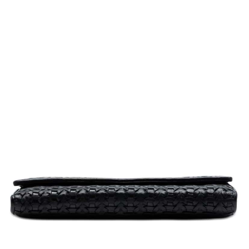 Dior Woven Lambskin Lady Dior Rendezvouz Wallet on Chain Black Leather Very good condition - Inside View