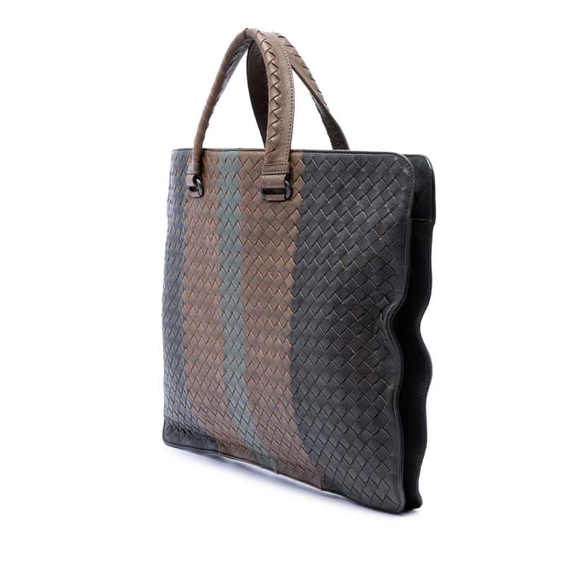 Bottega Veneta Nappa Intrecciato Club Fume Briefcase Brown Leather Very good condition - Back View