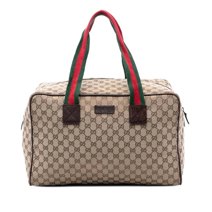 Gucci GG Canvas Web Duffle Bag Beige Very good condition - Front View