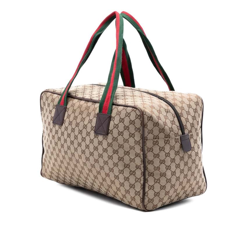 Gucci GG Canvas Web Duffle Bag Beige Very good condition - Back View