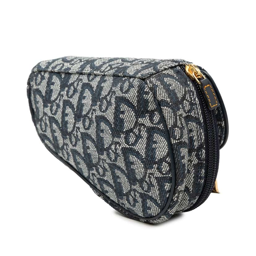 Dior Diorissimo Canvas Saddle Pouch Blue Very good condition - Back View