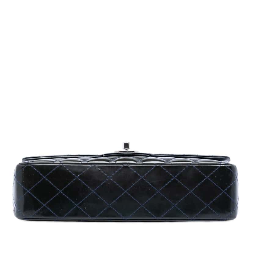 Chanel Medium Classic Patent Double Flap Blue Leather Very good condition - Inside View