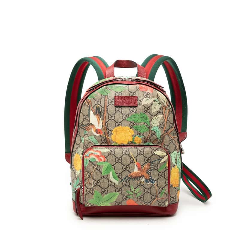 Gucci Small GG Supreme Web Tian Backpack Beige Very good condition - Front View