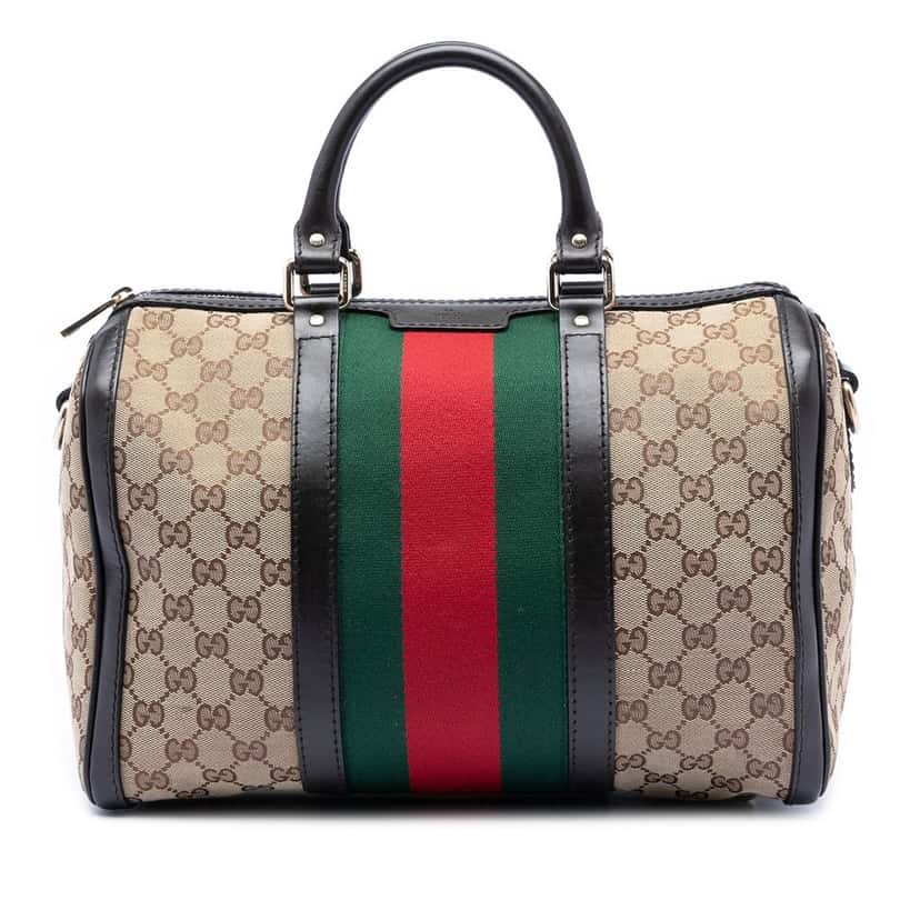 Gucci Medium GG Canvas Web Joy Boston Bag Beige Very good condition - Front View