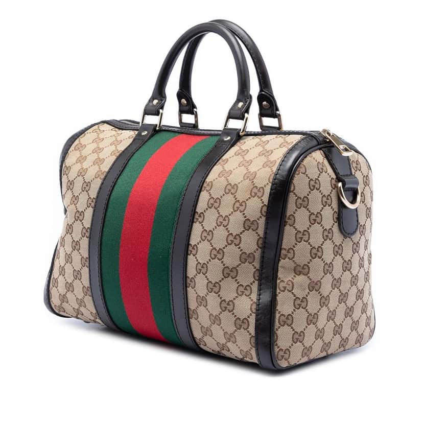 Gucci Medium GG Canvas Web Joy Boston Bag Beige Very good condition - Back View