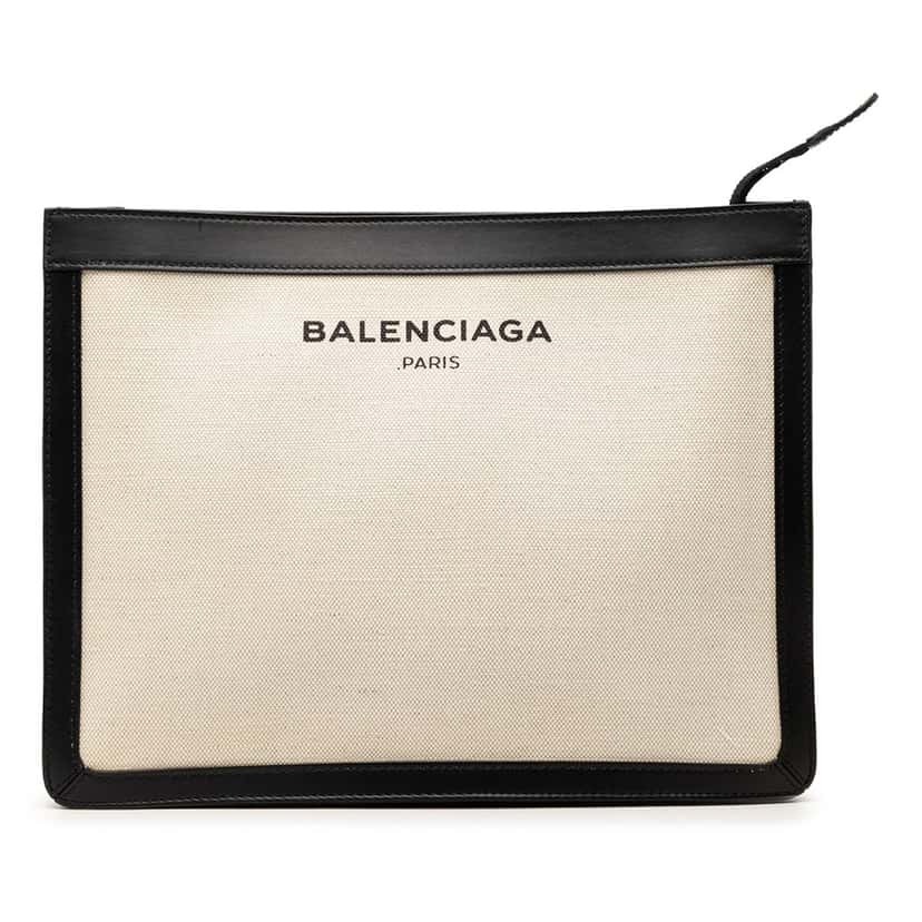Balenciaga Canvas Navy Clutch Brown Very good condition - Front View