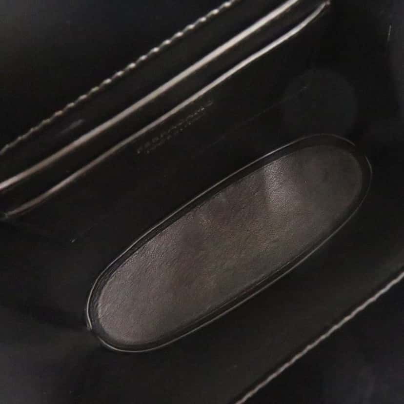 Salvatore Ferragamo Mini Brushed Calfskin Gancini North South Wanda Top Handle Bag Black Leather Very good condition - Model View