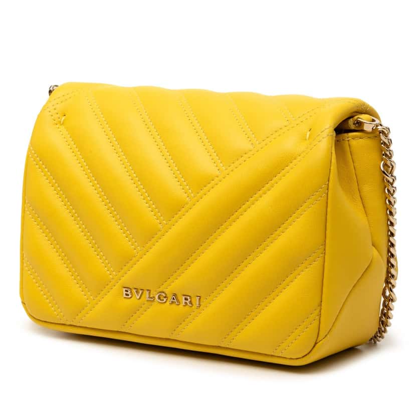 Bvlgari Leather Serpenti Cabochon Chain Crossbody Yellow Leather Very good condition - Back View