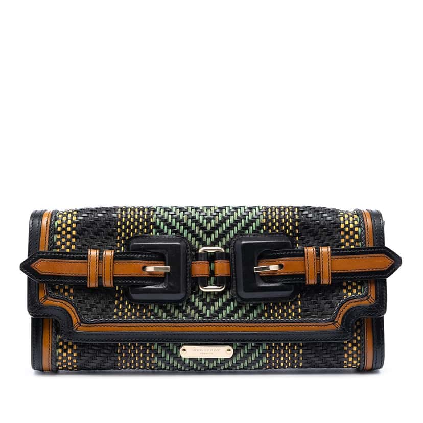 Burberry Prorsum Woven Buffalo Leather and Cotton Clutch Black Leather Very good condition - Front View