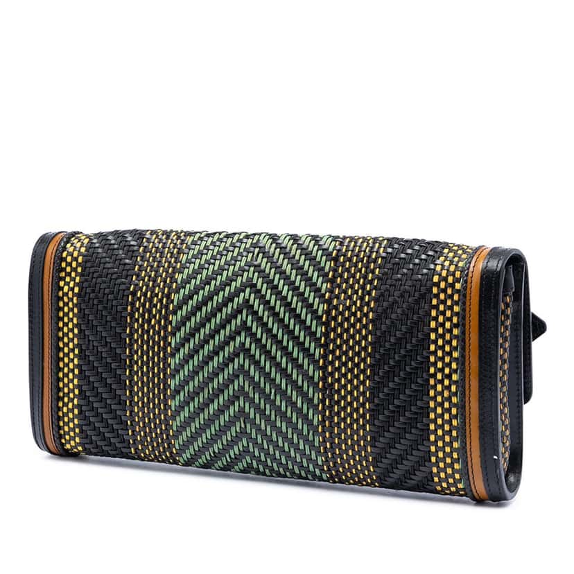 Burberry Prorsum Woven Buffalo Leather and Cotton Clutch Black Leather Very good condition - Back View