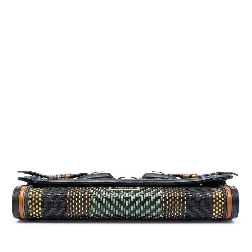Burberry Prorsum Woven Buffalo Leather and Cotton Clutch Black Leather Very good condition - Inside View