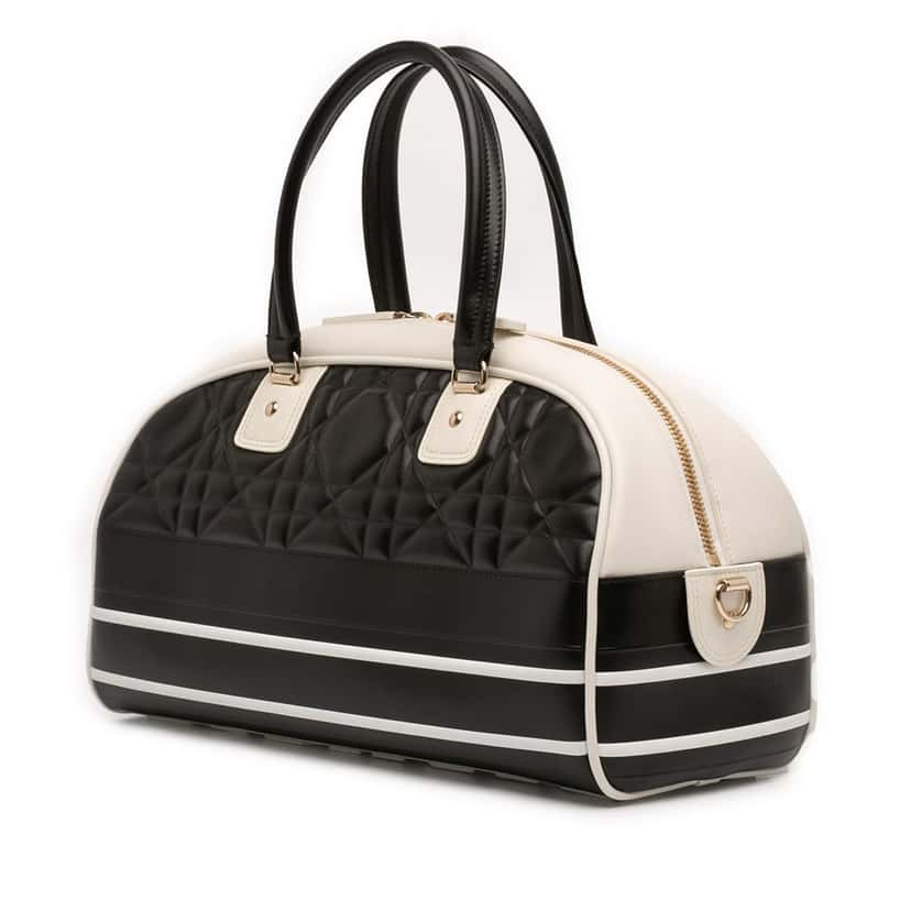 Dior Medium Leather Cannage Dior Vibe Zip Bowling Bag Black Leather Very good condition - Back View